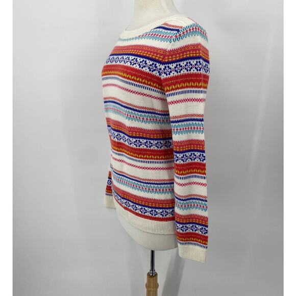 Talbots Pullover Sweater Fair Isle Stripe Patterned Lambs Wool NEW Womens Medium - Picture 4 of 8